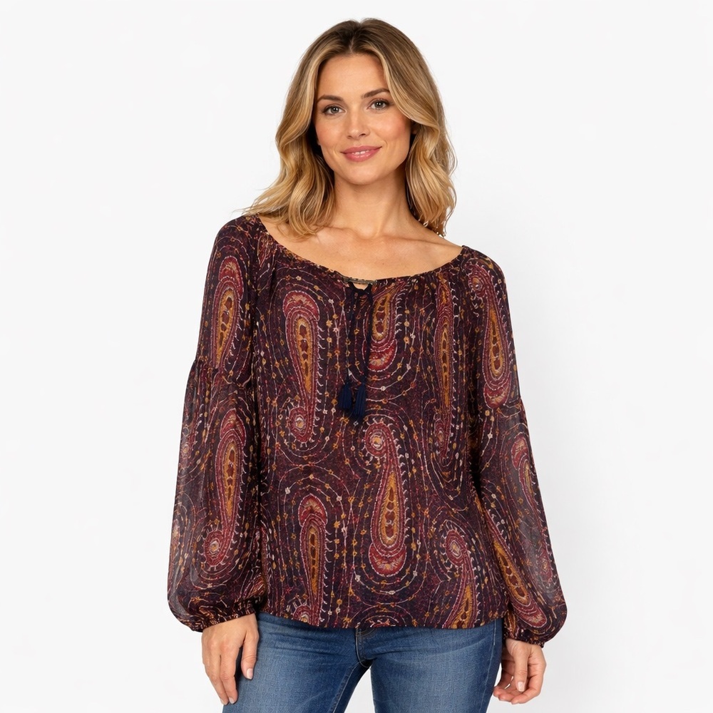 [Lucky Brand] Sheer Printed Blouse